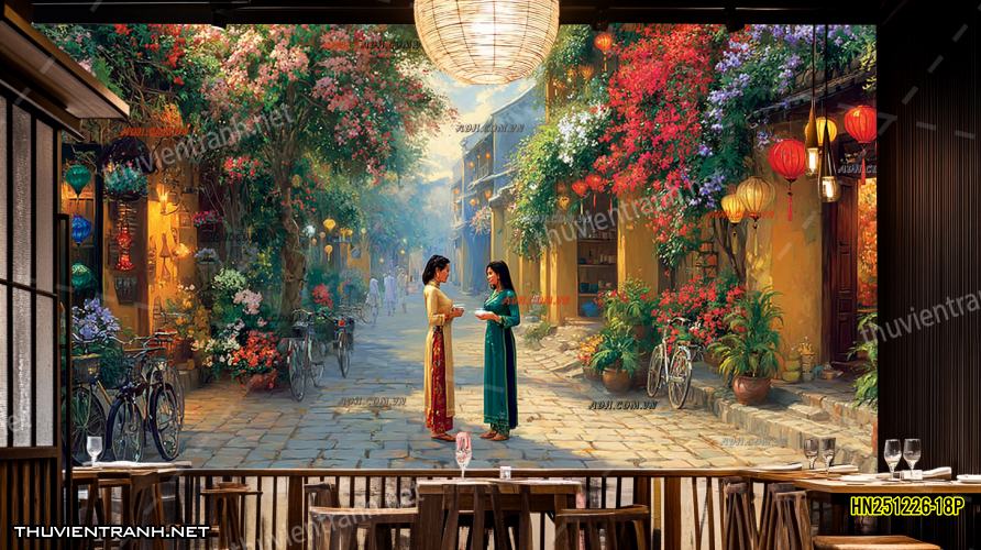 Tranh dán tường Phố cổ Hà Nội, Phố xưa - -HN251226-18P - Tranh tường chất lượng cao